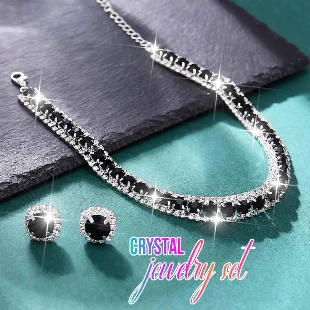 CLOACE Rhinestone Bridal Wedding Jewelry Set Sparkly Chocker Necklaces Earrings Prom Jewelry Accessories for Women