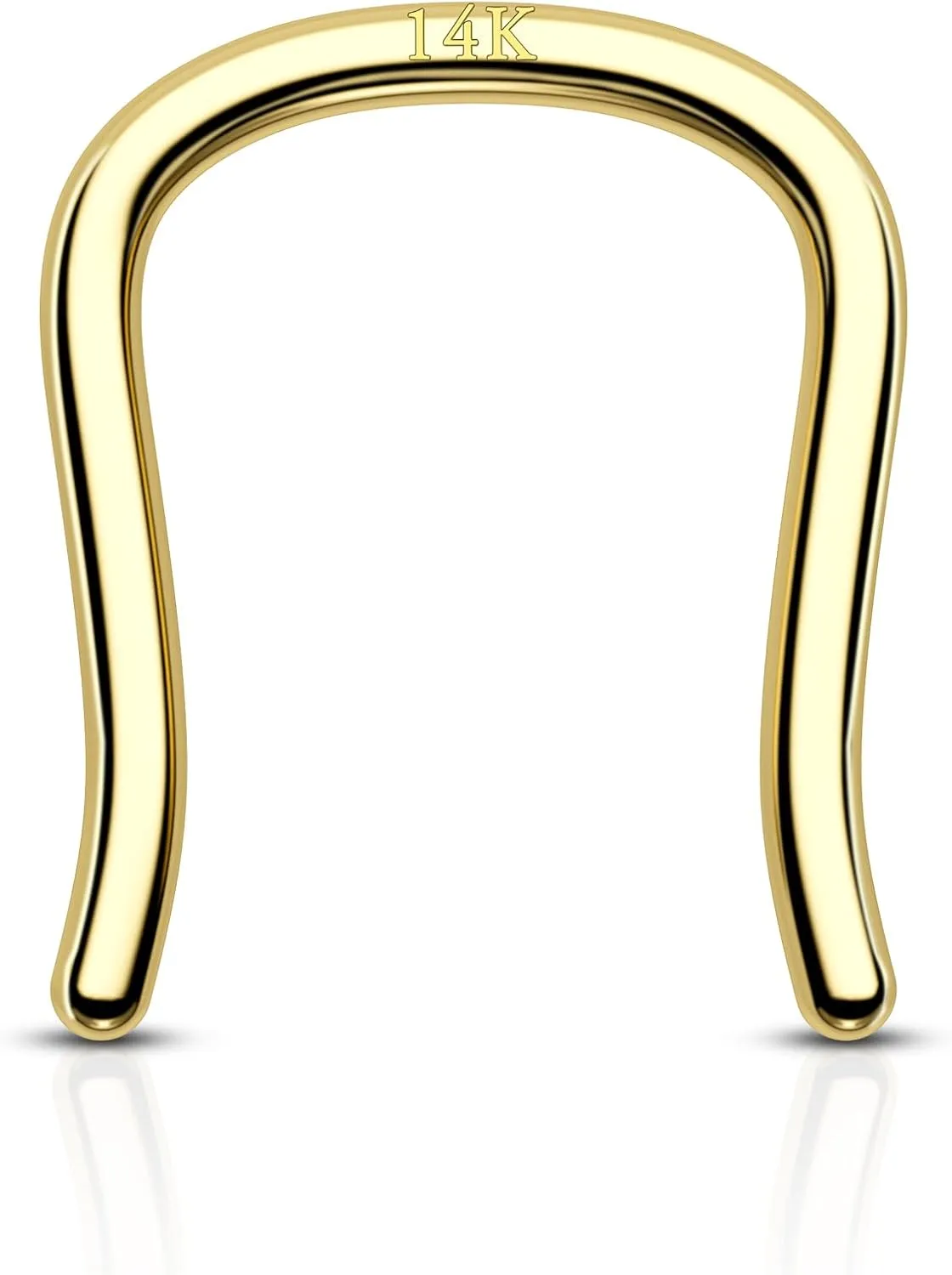 COCHARM 14K Real Gold Septum Rings 16g U-Shape Yellow Gold Septum Rings 14Kt Simple Horseshoe Septum Jewelry Solid Gold 8mm 10mm 14K Gold Hanger Septum Piercing
