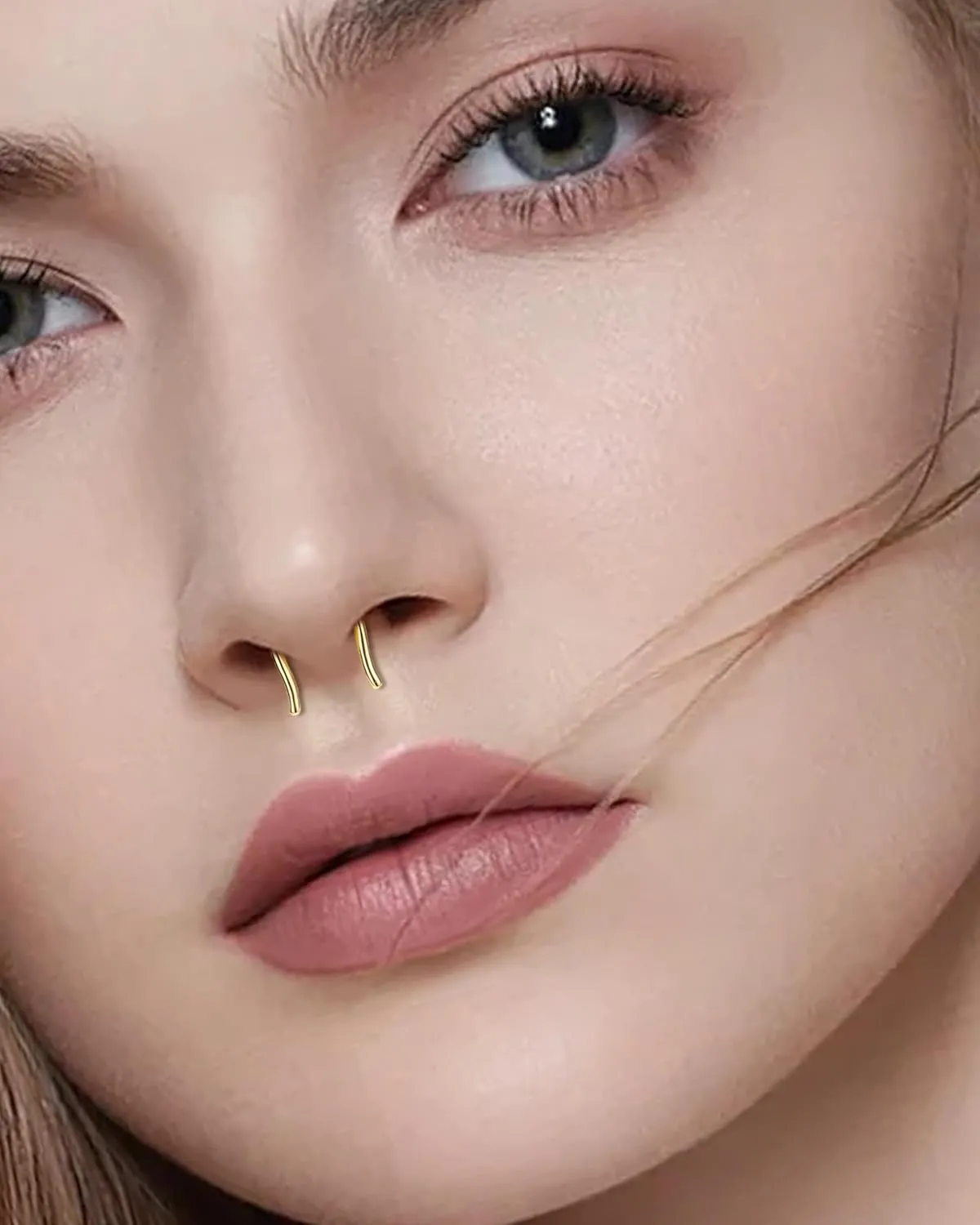 COCHARM 14K Real Gold Septum Rings 16g U-Shape Yellow Gold Septum Rings 14Kt Simple Horseshoe Septum Jewelry Solid Gold 8mm 10mm 14K Gold Hanger Septum Piercing
