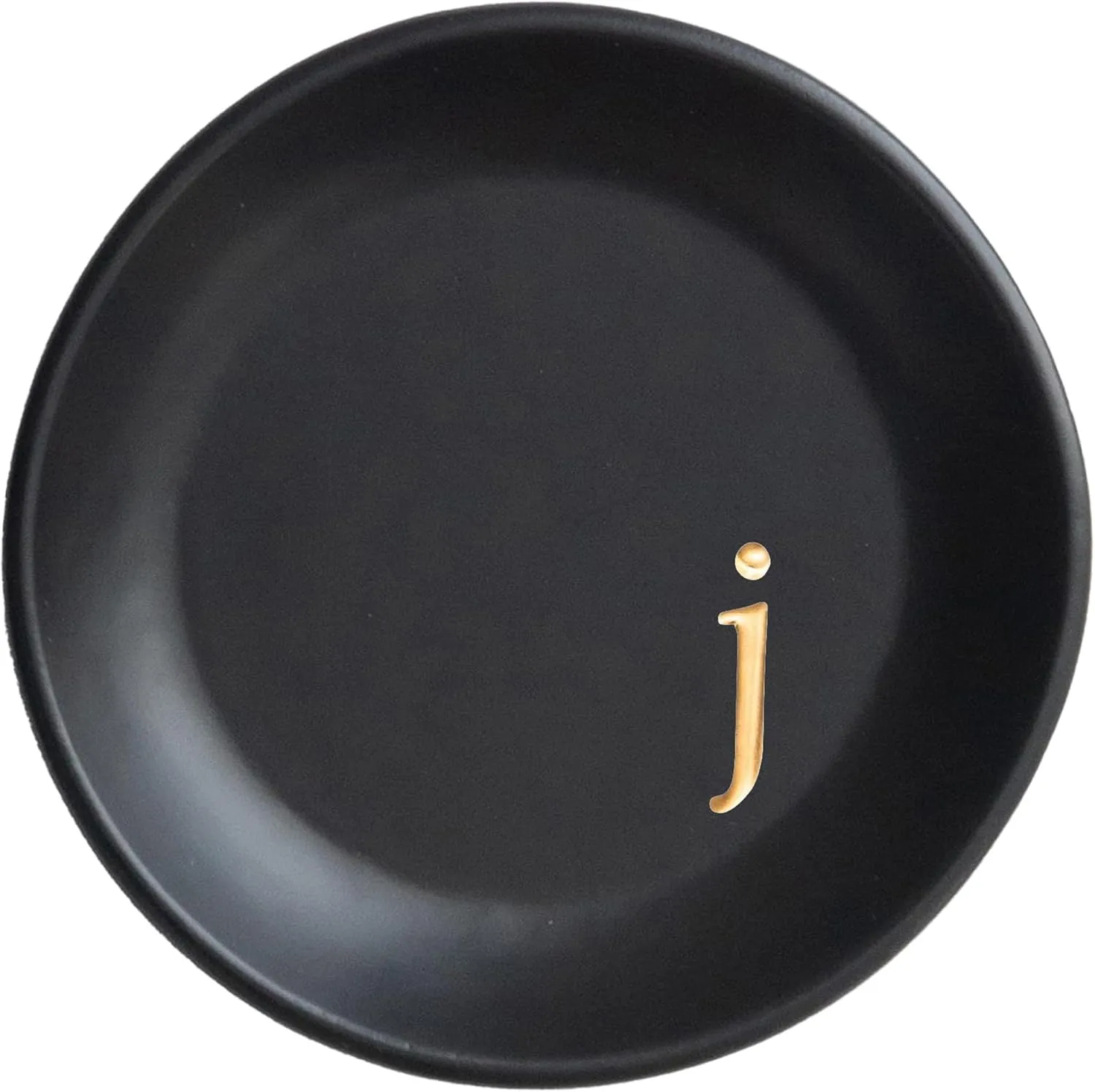 COLLECTIVE HOME - Ceramic Jewelry Tray, Decorative Trinket Dish for Rings Earrings Necklaces Bracelet Watch Keys, Birthday Mother's Day Christmas Gift for Women, 4.75", Black Surface (j)