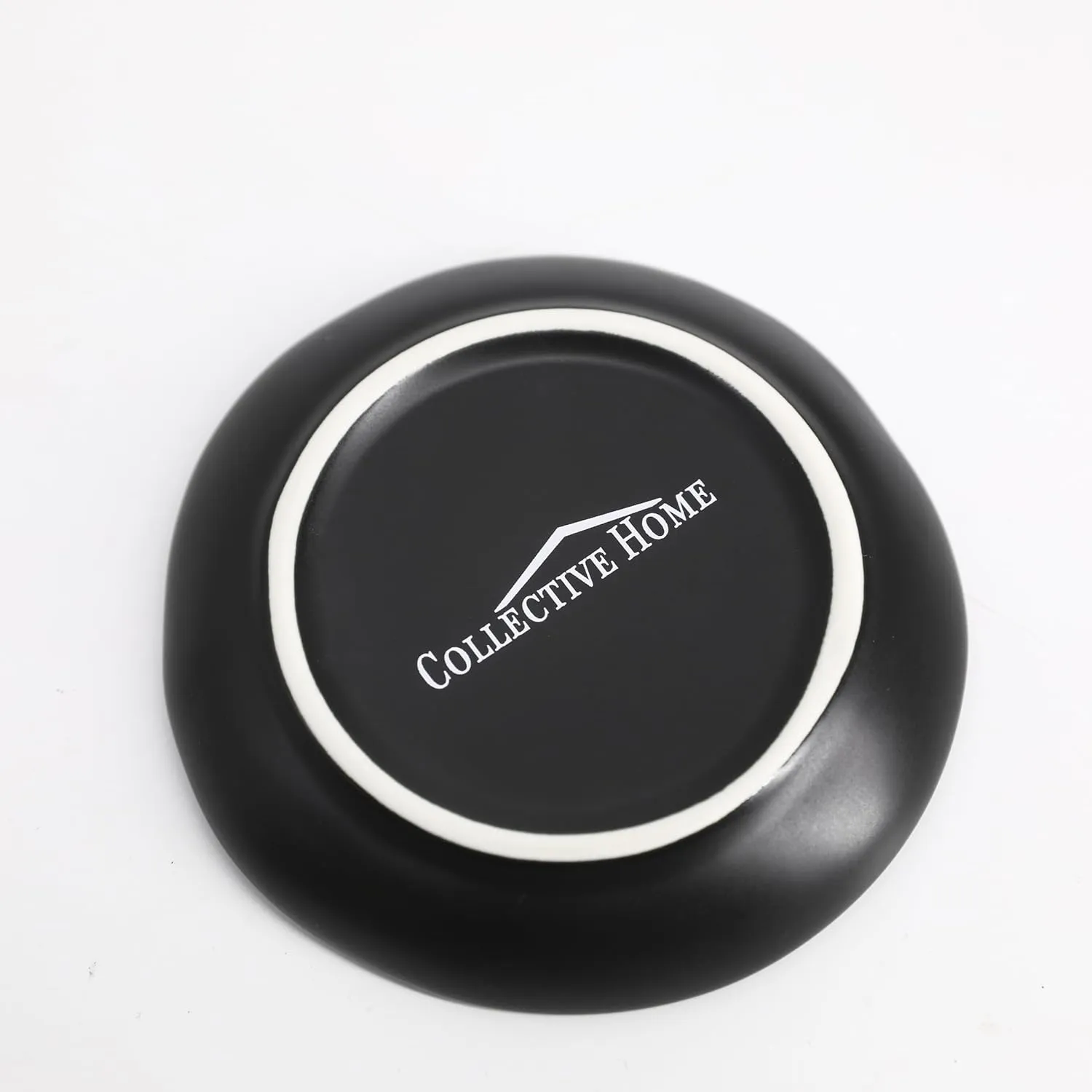COLLECTIVE HOME - Ceramic Jewelry Tray, Decorative Trinket Dish for Rings Earrings Necklaces Bracelet Watch Keys, Birthday Mother's Day Christmas Gift for Women, 4.75", Black Surface (j)