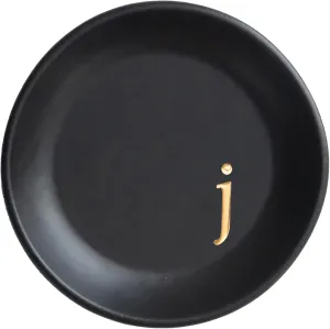 COLLECTIVE HOME - Ceramic Jewelry Tray, Decorative Trinket Dish for Rings Earrings Necklaces Bracelet Watch Keys, Birthday Mother's Day Christmas Gift for Women, 4.75", Black Surface (j)