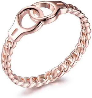 COLORFUL BLING 14K Gold Plated Handcuffs Chain Link Ring Simple Dainty Stacking Band Gold Rings Minimalist Statement Ring Jewelry for Women