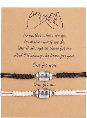 COLORFUL BLING 2pcs/Pack Basketball Volleyball Baseball Soccer Football Sports Bracelets Adjustable Braided Rope Bracelets Friendship Jewelry for Women Men Teens-A