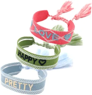 COLORFUL BLING 3 Pcs Woven Friendship Wrap Bracelets Fashion Handmade Macrame Bracelet Pulseras Tejidas para Mujeres Hand-Knitted Wrap Bracelets for Women Lovers - Set-A
