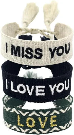 COLORFUL BLING 3 Pcs Woven Friendship Wrap Bracelets Fashion Handmade Macrame Bracelet Pulseras Tejidas para Mujeres Hand-Knitted Wrap Bracelets for Women Lovers