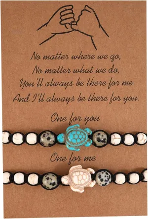 COLORFUL BLING 8mm Sea Turtles Beads Bracelet Turquoise Natutal Stone Elastic Stretch Friendship Bracelet Summer Beach Jewelry for Women Men-E