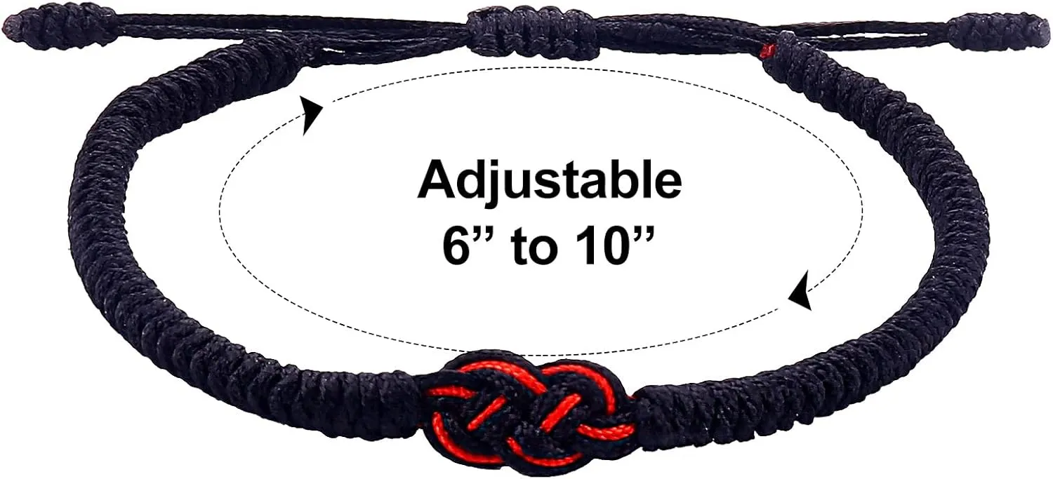 COLORFUL BLING Adjustable Matching Tibetan Red String Bracelets Good Luck Knot Wristband for Women Men Couples Friends Family Long Distance Relationship Protection Jewelry