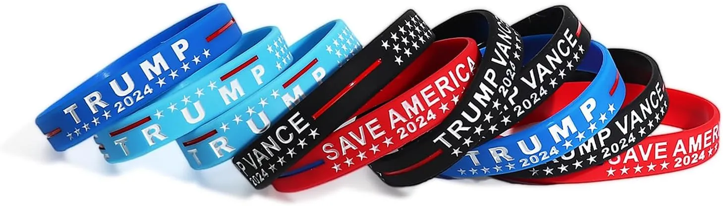 COLORFUL BLING American Flag Silicone Rubber Bracelets Vote USA Election Rubber Bracelets Take America Back Wristbands Trump Vance Bracelet Independence Day Gifts