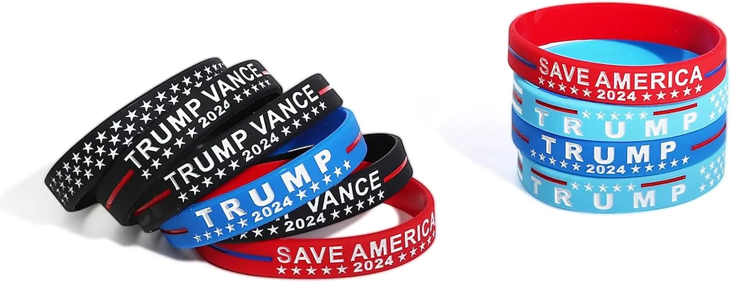COLORFUL BLING American Flag Silicone Rubber Bracelets Vote USA Election Rubber Bracelets Take America Back Wristbands Trump Vance Bracelet Independence Day Gifts
