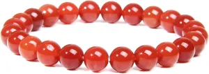 COLORFUL BLING Carnelian Crystal Stretch Bracelets Natural Gemstone Orange Carnelian Bracelet Healing Mediation Beaded Bracelet for Women Men
