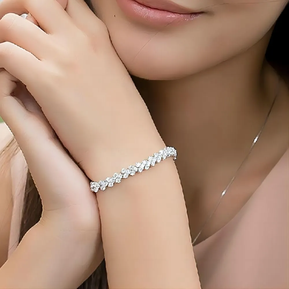 COLORFUL BLING Gold Plated Cubic Zirconia Charm Bracelet Rhinestone Tennis Bracelets for Women Men