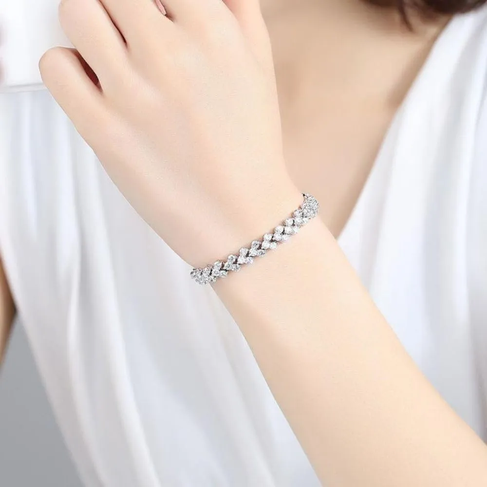 COLORFUL BLING Gold Plated Cubic Zirconia Charm Bracelet Rhinestone Tennis Bracelets for Women Men
