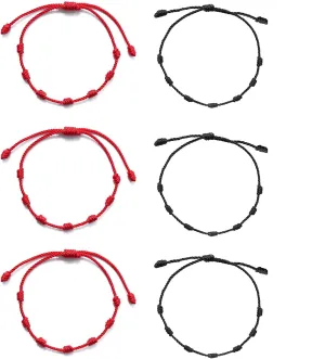 COLORFUL BLING Handmade 7 Knots Red String Thread Bracelet Protection Amulet for Success and Prosperity Family Couple Lovers Friendship Bracelets Jewelry for Women Men Teen
