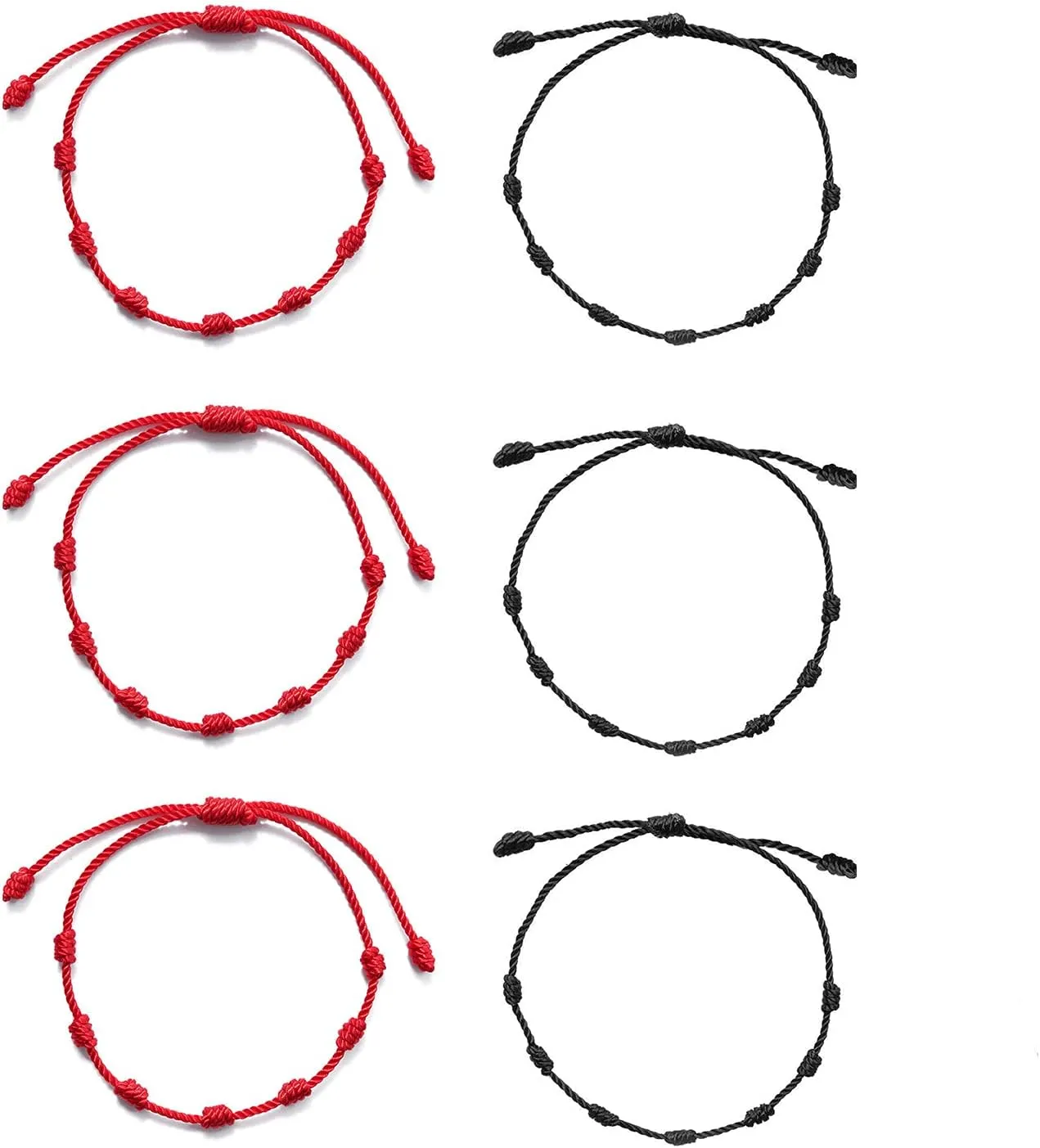 COLORFUL BLING Handmade 7 Knots Red String Thread Bracelet Protection Amulet for Success and Prosperity Family Couple Lovers Friendship Bracelets Jewelry for Women Men Teen