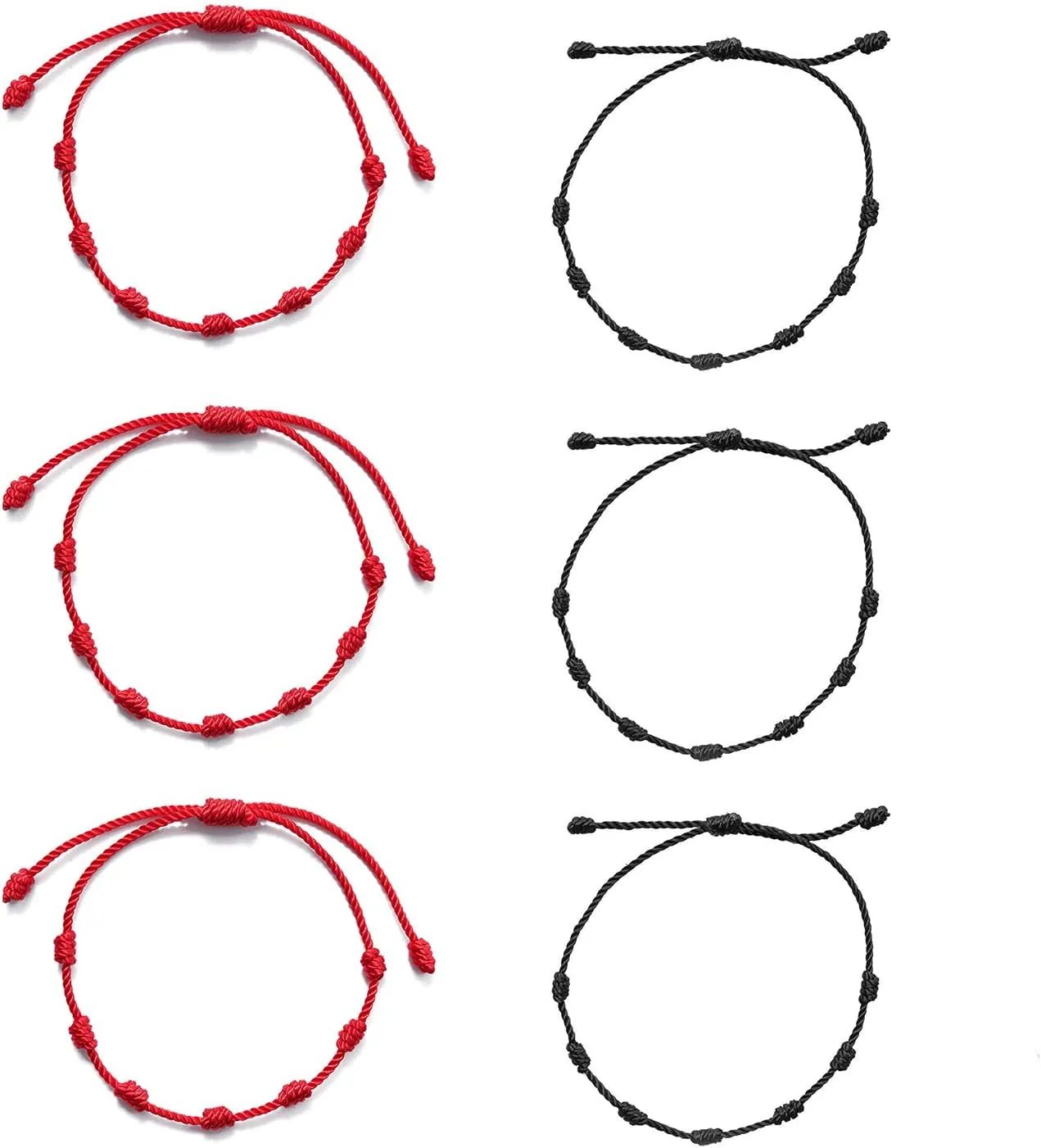 COLORFUL BLING Handmade 7 Knots Red String Thread Bracelet Protection Amulet for Success and Prosperity Family Couple Lovers Friendship Bracelets Jewelry for Women Men Teen
