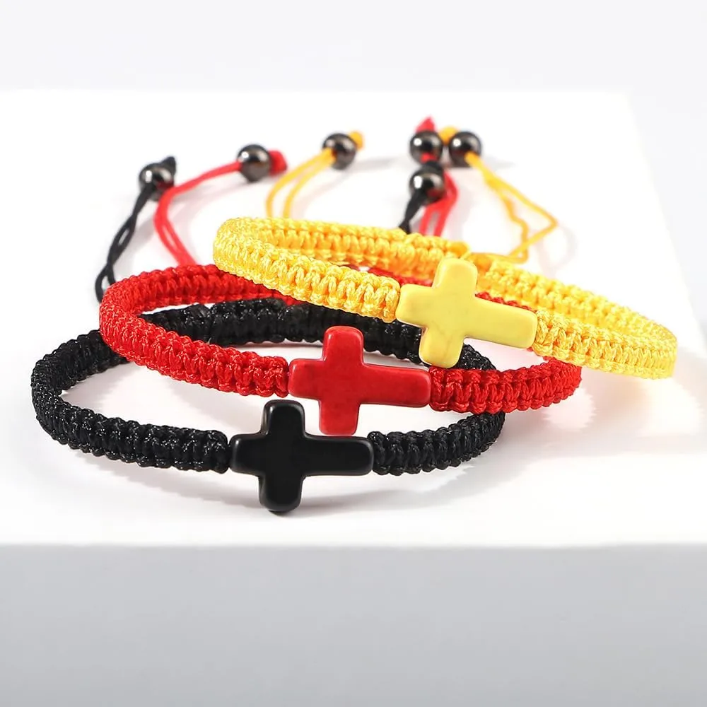 COLORFUL BLING Handmade Braided String Turquoise Bracelet Prayer Religious Wrist Jewelry for Women Men Kabbalah Protection Strand Bracelets