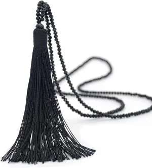 COLORFUL BLING Handmade Woven Layered Y shaped Long Tassel Fringe Crystal Beads Pendant Necklace for Women Jewelry