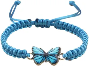 COLORFUL BLING Handwoven Adjustable String Cute Butterfly Bracelets Matching Braided Rope Butterfly Bracelet Wristband Friendship Couple Jewelry
