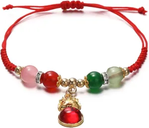 COLORFUL BLING Handwoven New Year of Dragon Bracelet Woven Red String Adjustable Chinese Zodiac Dragon Charm Bracelet Lucky Braided Rope Bracelets New Year Jewelry Gifts for Women Men