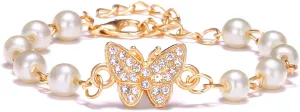 COLORFUL BLING Imitated Pearl Butterfly Star Stackable Layered Bracelets Beaded Infinity Eye Cross Charms Bracelet Bangle for Women Statement Jewelry