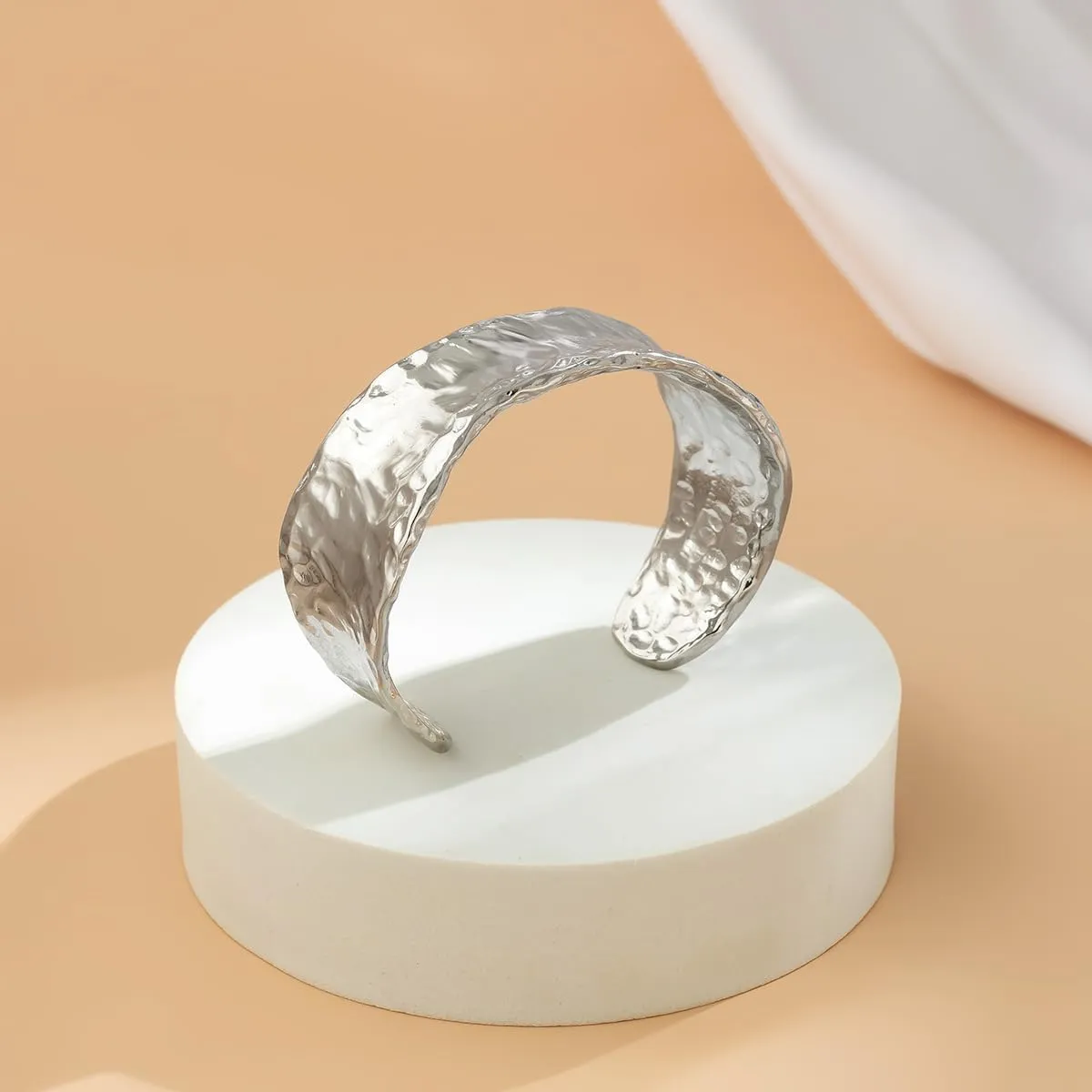 COLORFUL BLING Minimalist Hammered Irregular Gold Cuff Bracelets for Women Open Wide Chunky Cuff Statement Wrap Bangle Bracelet