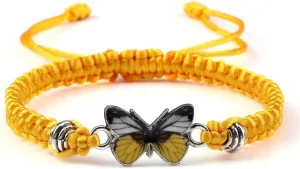 COLORFUL BLING Multicolor Braided Woven String Butterfly Bracelets for Couple Matching Friendship BFF Family Butterfly Wristband Jewelry