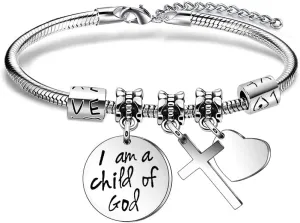 COLORFUL BLING Religious Cross Bracelets Relationship Long Distance First Communion Baptism Sideways Bracelet for Birthday Mothers Day Gifts Jesus Protection Jewelry