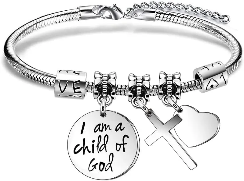 COLORFUL BLING Religious Cross Bracelets Relationship Long Distance First Communion Baptism Sideways Bracelet for Birthday Mothers Day Gifts Jesus Protection Jewelry