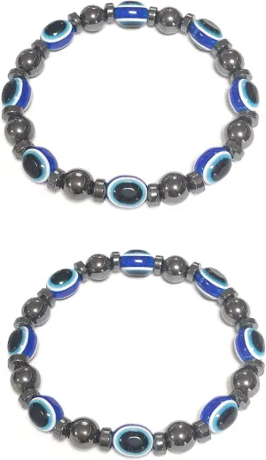 COLORFUL BLING Set Evil Eye Elastic Stretch Beaded Bracelet Wristband Rope Pendant Necklace Natural Good Luck for Woman Men Jewelry Amulet Friendship Family Handmade Turkish Protect