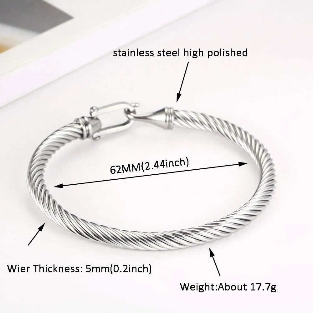 COLORFUL BLING Unisex Stainless Steel Cable Wire Bracelets Charm Bangle Bracelet Best Friend Fashion Jewelry Gift for Women Men