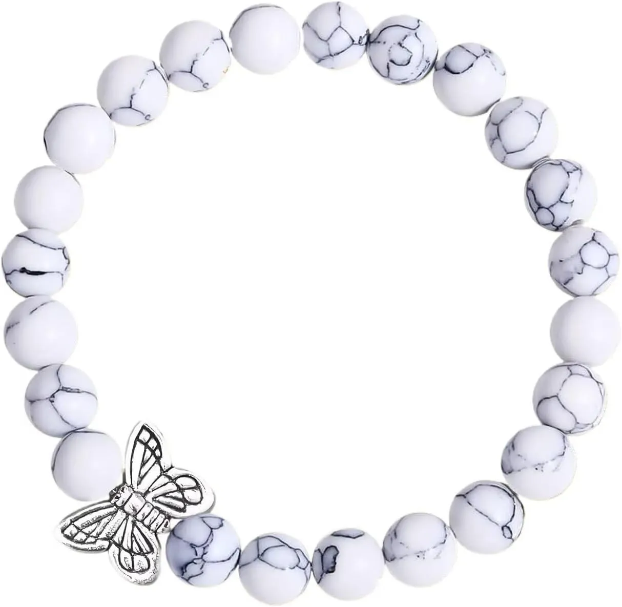 Colorful Butterfly Charm Crystal Beaded Bracelet with Wish Card Handmade Stone Beads Bracelets Friendship Jewelry for Women Birthday Gifts