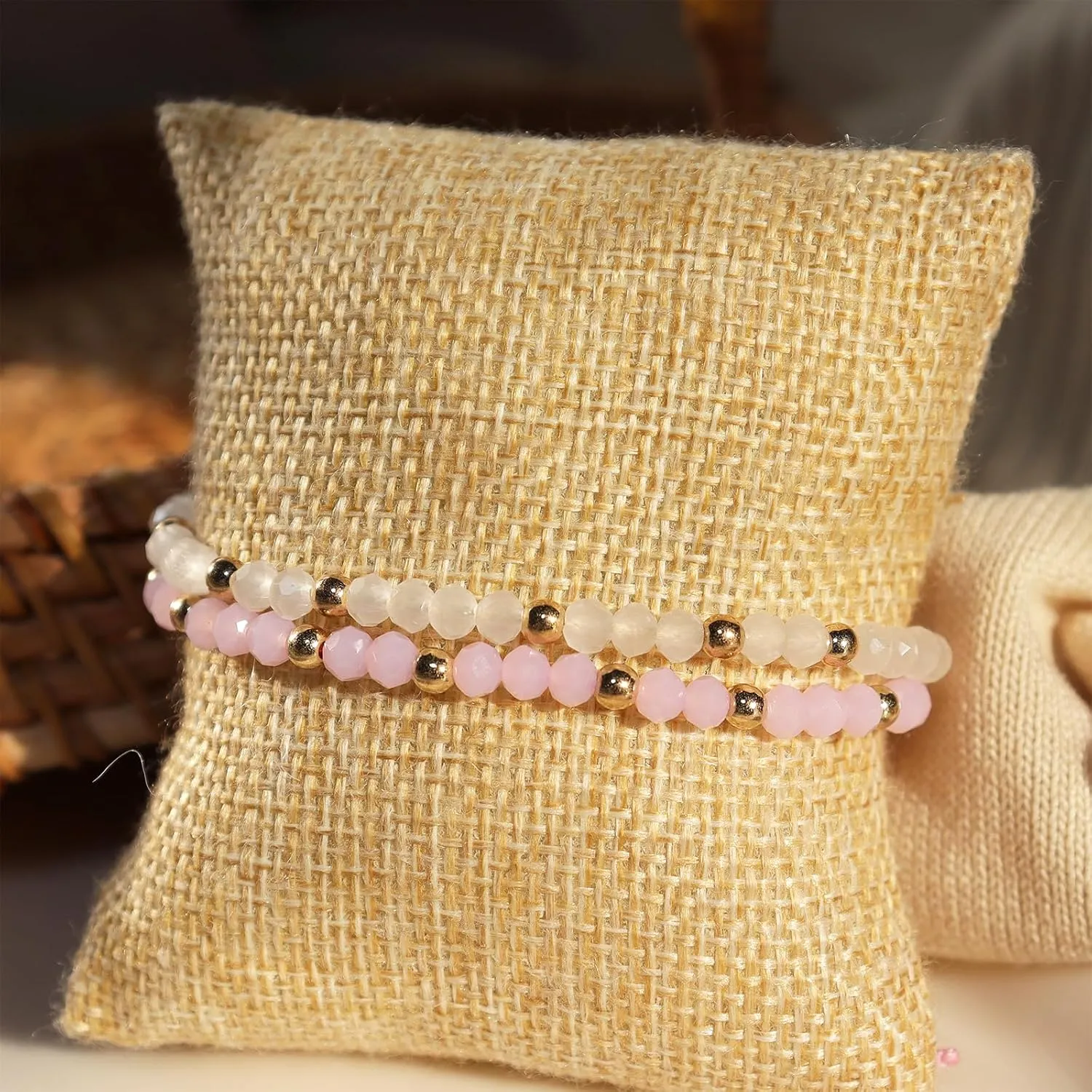 Colorful Gemstone Beaded Bracelets Stack for Women, Handmade Natural Stone Beads Adjustable Stackable Strand Fashion Jewelry Gift.