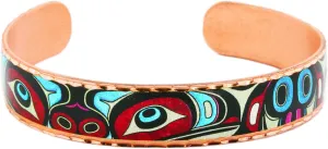 Colorful NW Native American Eagle Bracelets Eagle Totem Animal Jewelry Artisan Copper Cuff Bracelets. Haida Art Jewelry Spirit Animal Bracelet of an Eagle