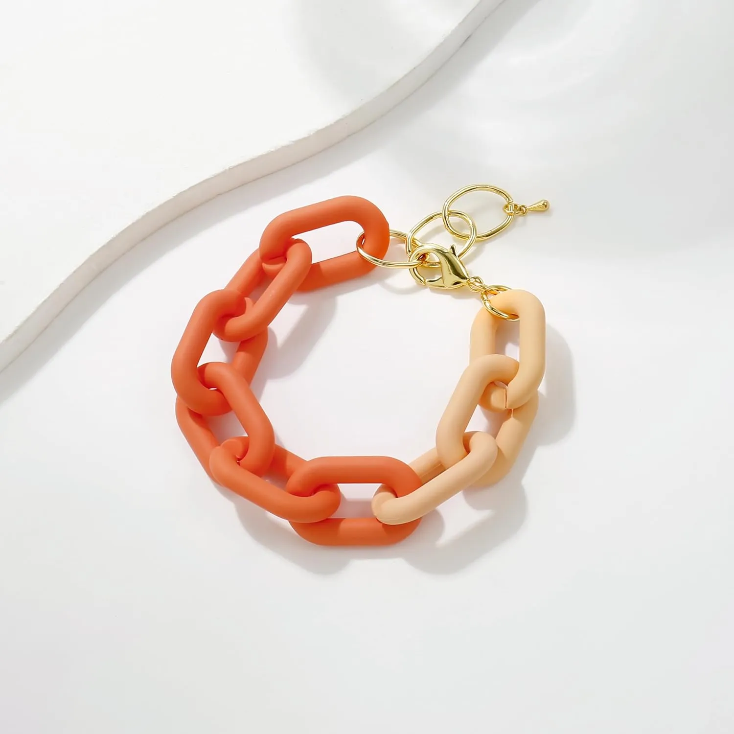 CONRAN KREMIX Chunky Colourful Resin Chain Bracelet Acrylic Bracelet For Women Neon Plastic Rainbow Summer Surfer Jewelry