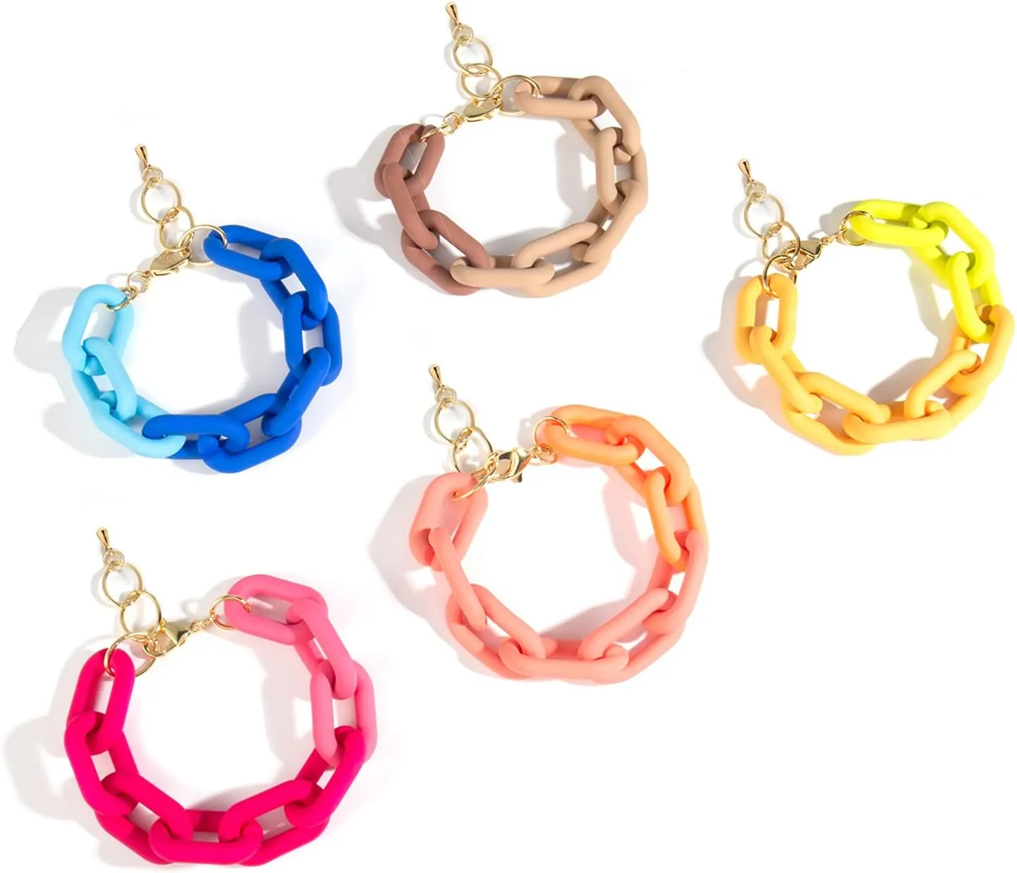 CONRAN KREMIX Chunky Colourful Resin Chain Bracelet Acrylic Bracelet For Women Neon Plastic Rainbow Summer Surfer Jewelry