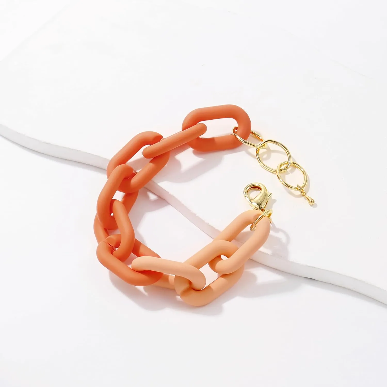 CONRAN KREMIX Chunky Colourful Resin Chain Bracelet Acrylic Bracelet For Women Neon Plastic Rainbow Summer Surfer Jewelry