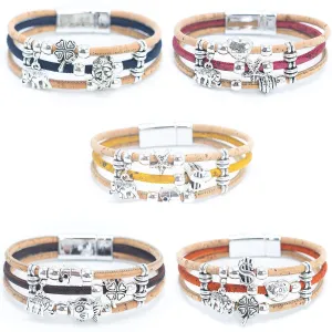 Cork jewelry cork bracelet for women colorful Cork handmade bracelet BR-287-MIX-5(NEW)