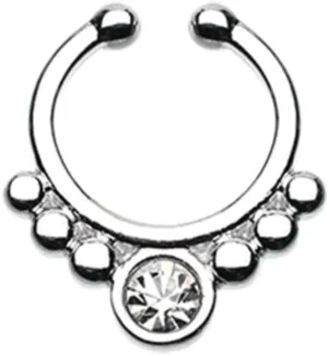 Covet Jewelry Classic Gem Grandiose Fake Septum Clip-On Ring