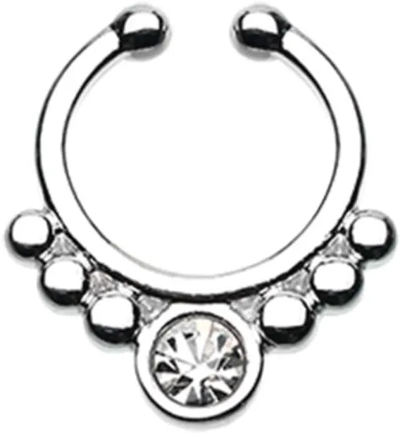 Covet Jewelry Classic Gem Grandiose Fake Septum Clip-On Ring