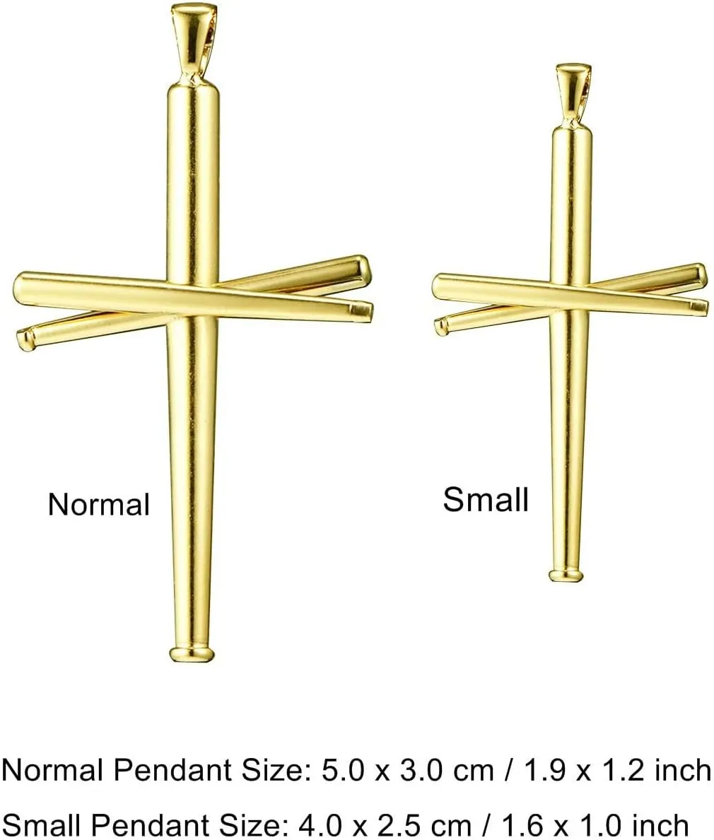 Cross Necklace Baseball Bats Athletes Cross Pendant Chain,Sport Stainless Steel Cross Necklaces for Men Women,Large and Small Silver Gold Black 18-24 Inches
