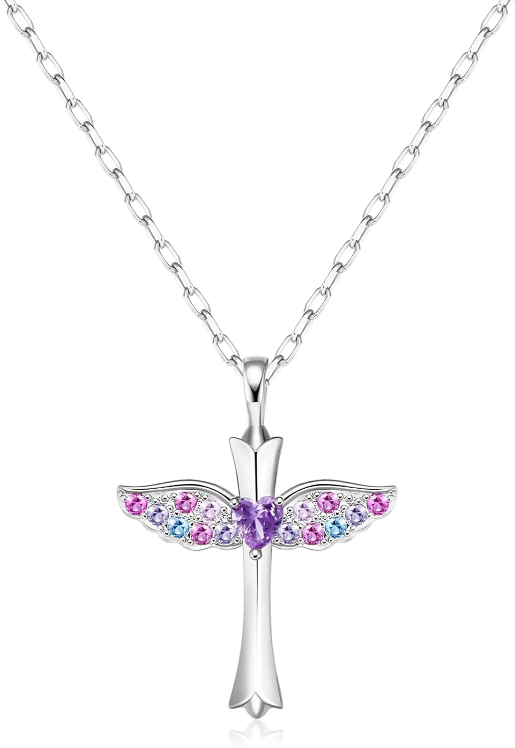 Cross Necklace First Communion Gifts for Girls, Dainty Necklaces for Teen Girls Cross Necklace Shiny CZ Religious Pendant Christian Jewelry Baptism Gifts for Girl