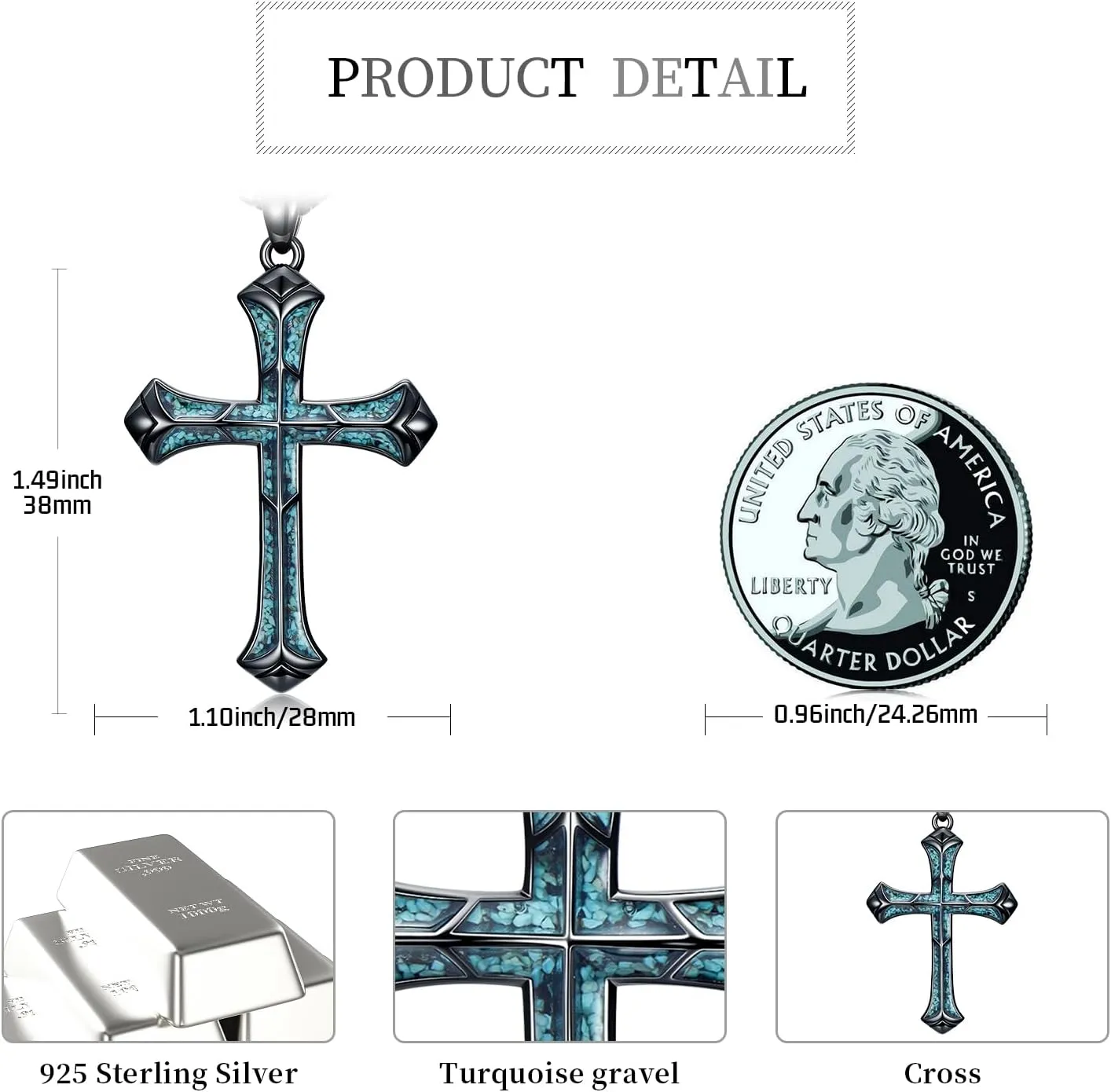 Cross Necklace for Men 925 Sterling Silver Celtic Cross Pendant Christian Jewelry Religious Christmas Gifts for Women