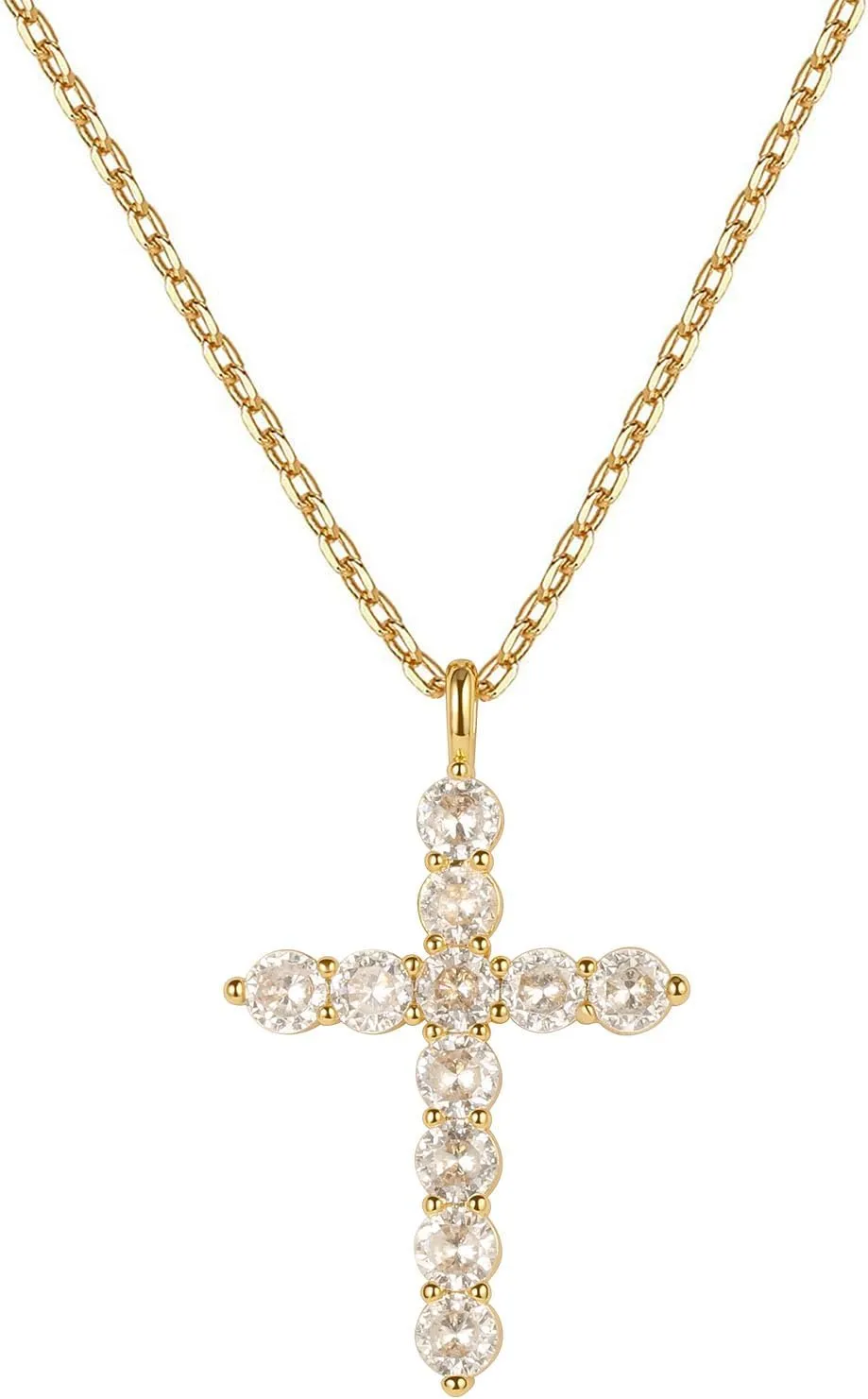 Cross Necklace for Women Gold Jewelry-14K Gold Plated Silver Cross Cubic Zirconia Pendant Necklaces for Women-Trendy Gold Gifts for Women