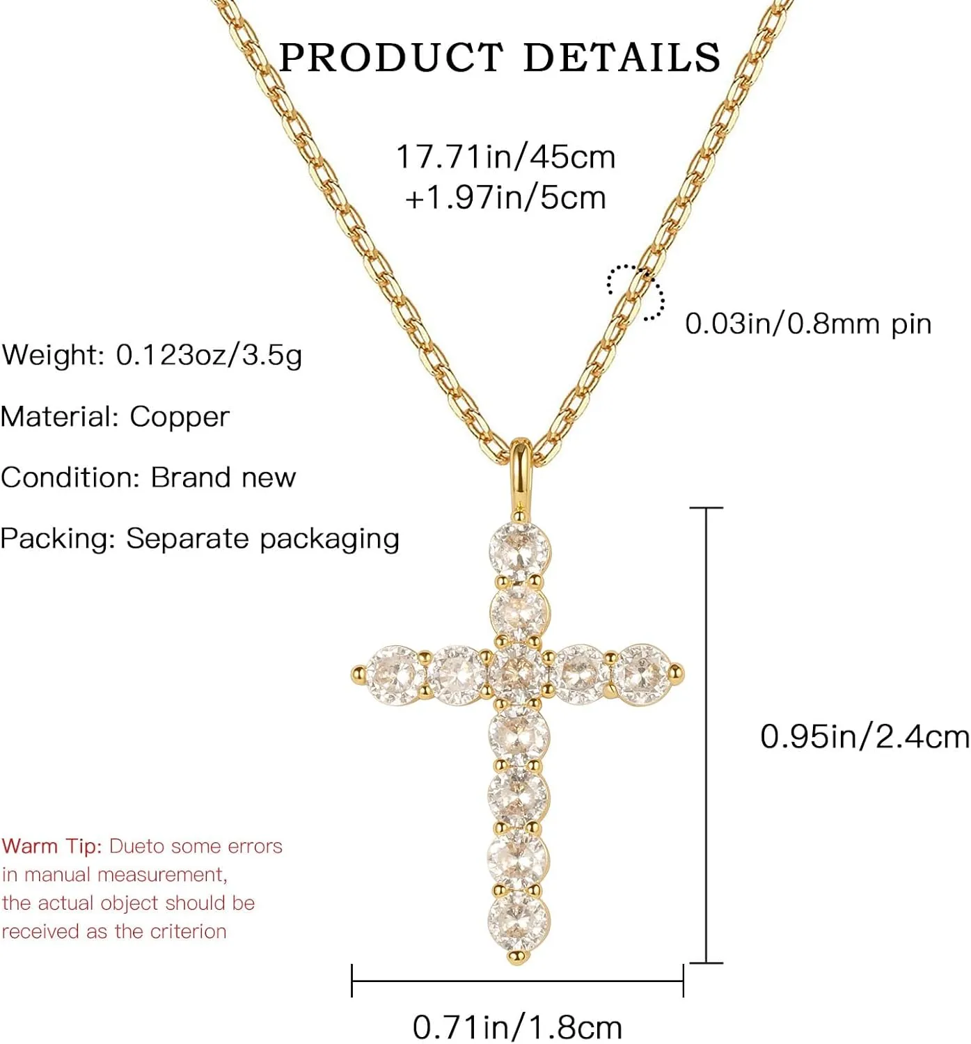 Cross Necklace for Women Gold Jewelry-14K Gold Plated Silver Cross Cubic Zirconia Pendant Necklaces for Women-Trendy Gold Gifts for Women
