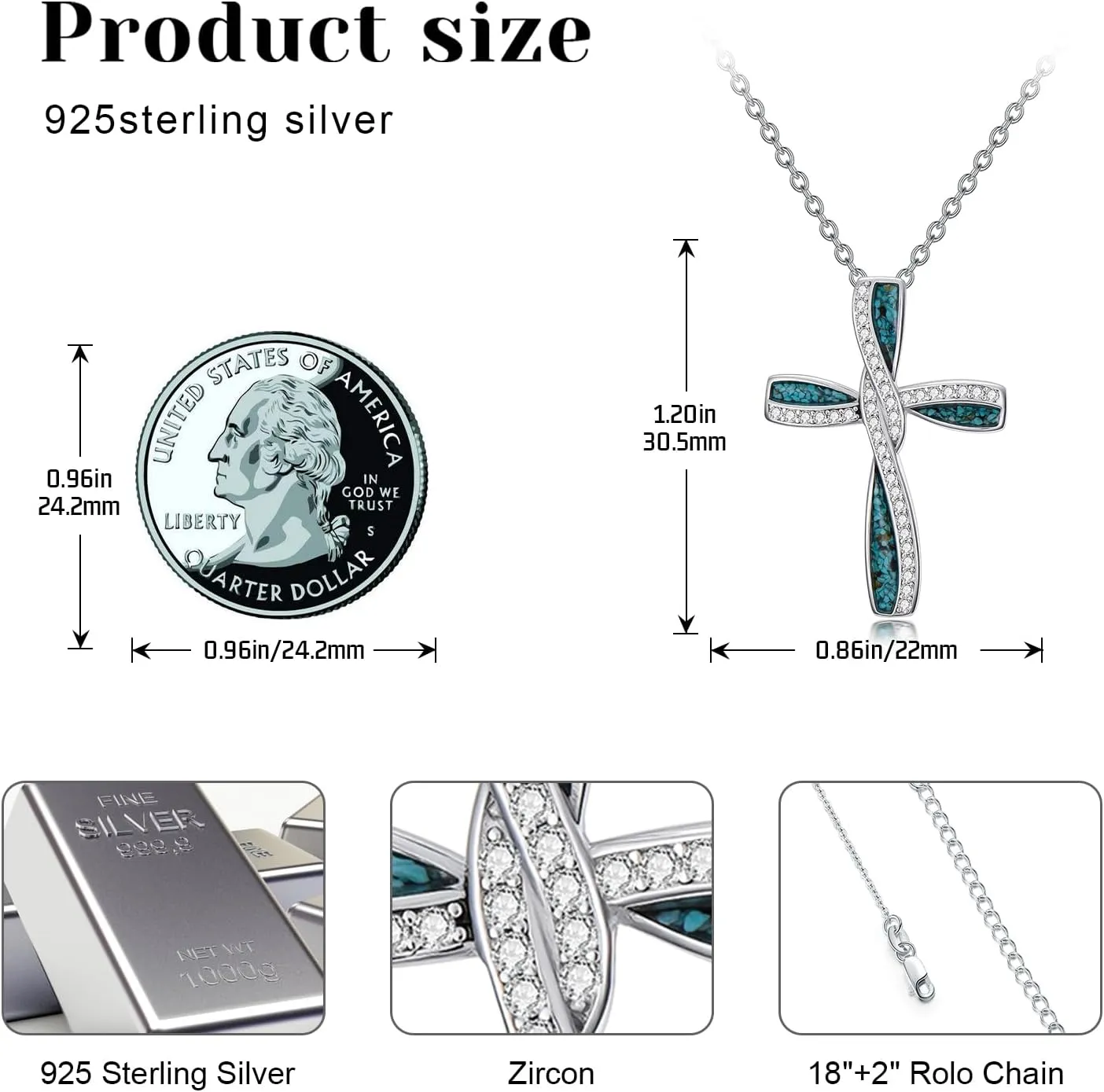 Cross Necklace Mothers Day Gifts for Mom Women 925 Sterling Silver Cross Pendant Religious Christian Jewelry Faith Easter Gifts for Wife