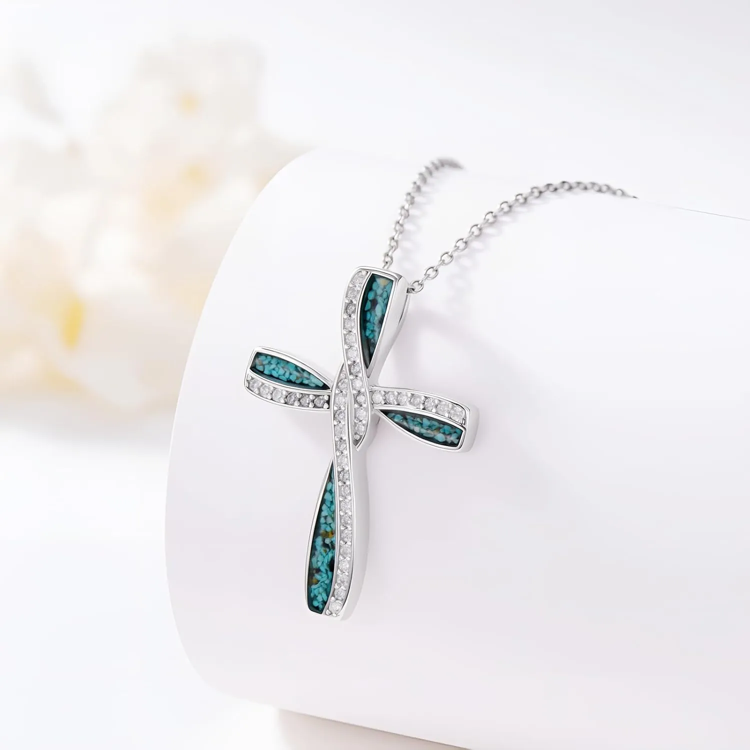 Cross Necklace Mothers Day Gifts for Mom Women 925 Sterling Silver Cross Pendant Religious Christian Jewelry Faith Easter Gifts for Wife