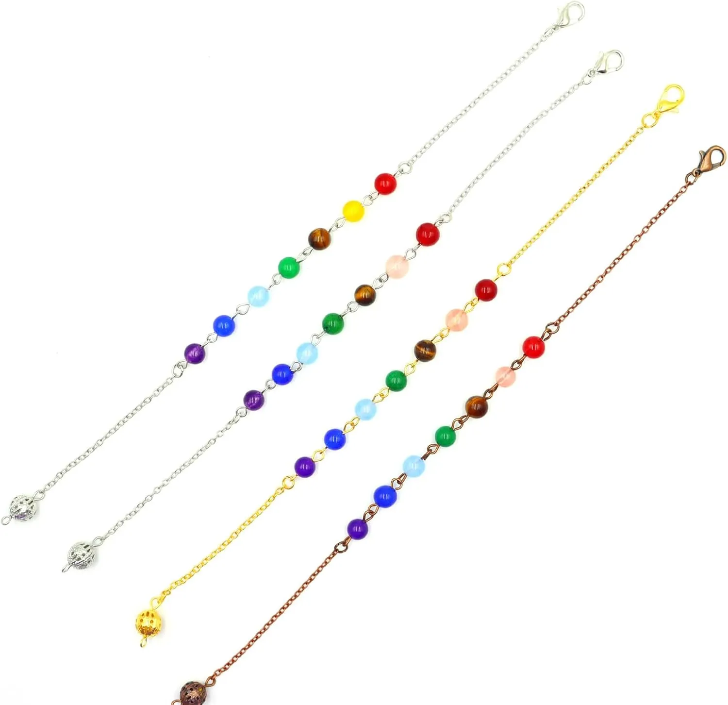 Crystal Beads Bracelet for Women Colorful Lobster buckle Chakra Stones Bracelets Yoga Meditation Handmade Boho Natural Stone Gemstone Healing Crystals Bracelets for Best Friend Health Wealth Energy Jewelry