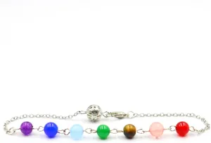 Crystal Beads Bracelet for Women Colorful Lobster buckle Chakra Stones Bracelets Yoga Meditation Handmade Boho Natural Stone Gemstone Healing Crystals Bracelets for Best Friend Health Wealth Energy Jewelry