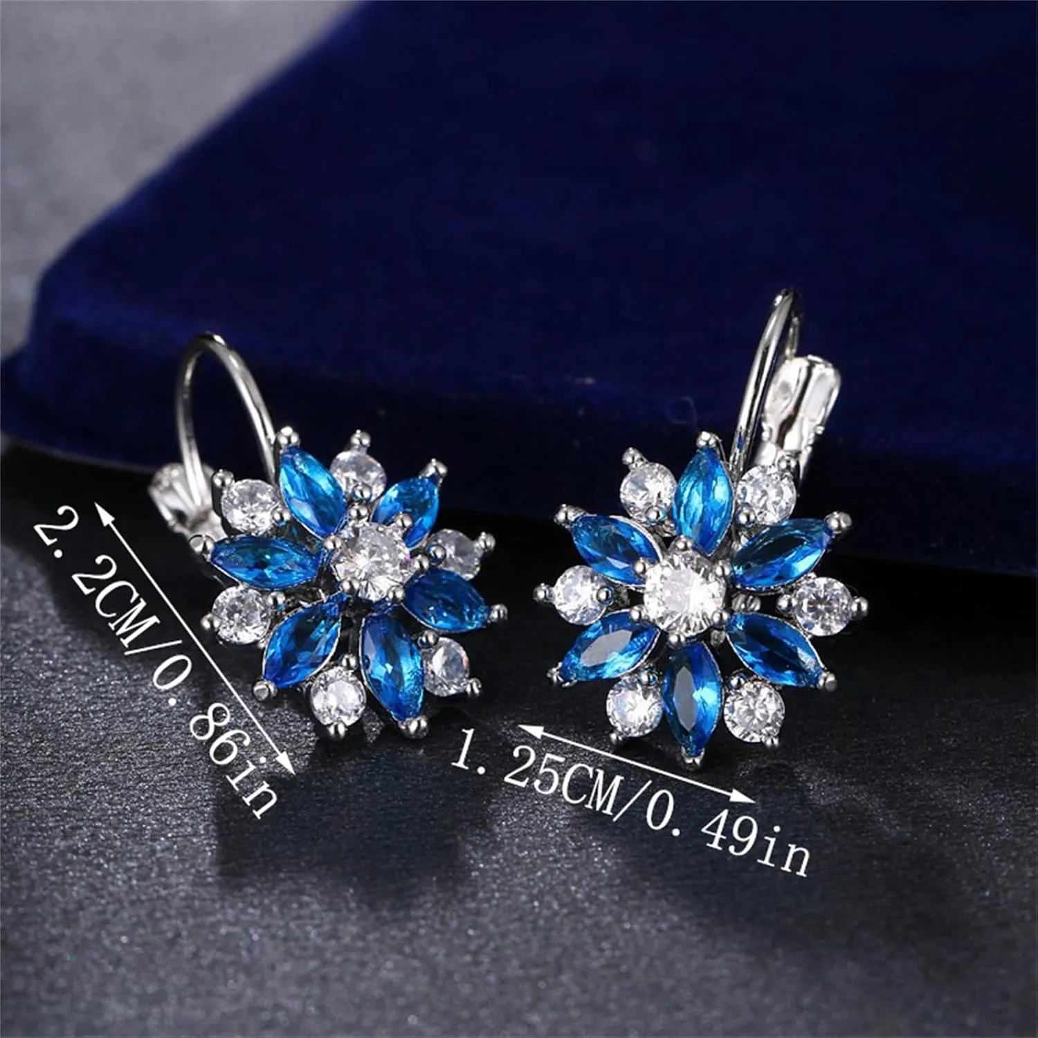 Crystal Flower Leverback Drop Earrings for Women Elegant Trendy 14K Gold Flower Hoop Earrings Dainty Daisy Flowers Earrings Birthday Party Statement Jewelry Ladies Gifts